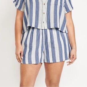 Old Navy Blue and White Striped High Waisted Shorts